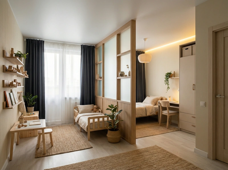 Дизайн детской в стиле Japandi — фото интерьера от нейросети RoomGPT