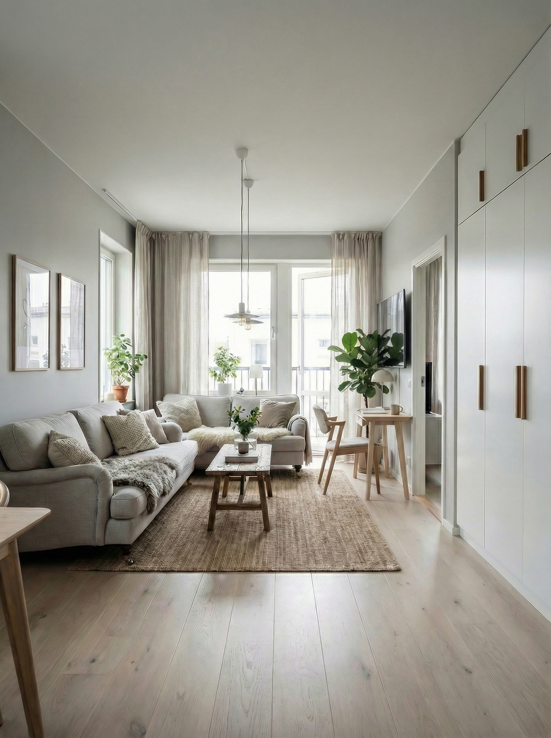 Дизайн гостиной в стиле Сканди — фото интерьера от нейросети RoomGPT