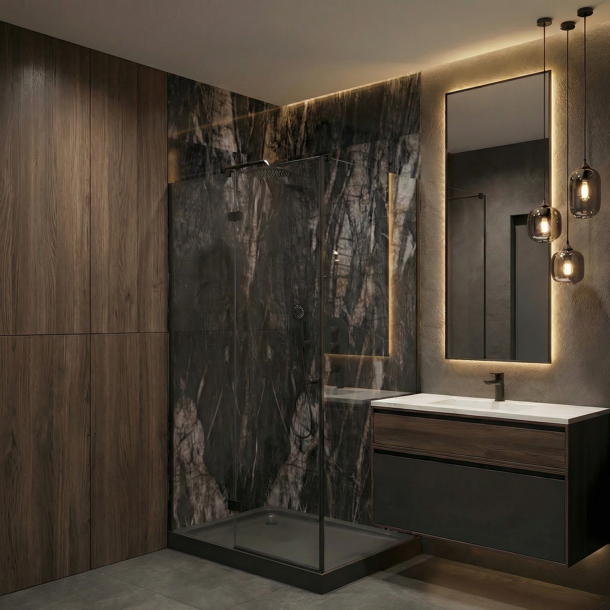 Дизайн ванной в стиле Контемпорари — фото интерьера от нейросети RoomGPT