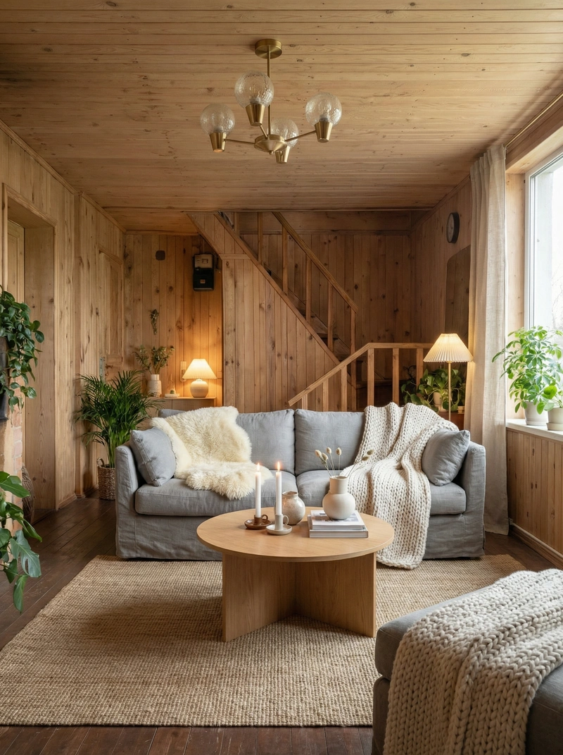 Дизайн интерьера в стиле Хюгге — Гостиная от нейросети RoomGPT