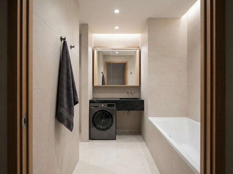 Дизайн ванной в стиле Минимализм — фото интерьера от нейросети RoomGPT