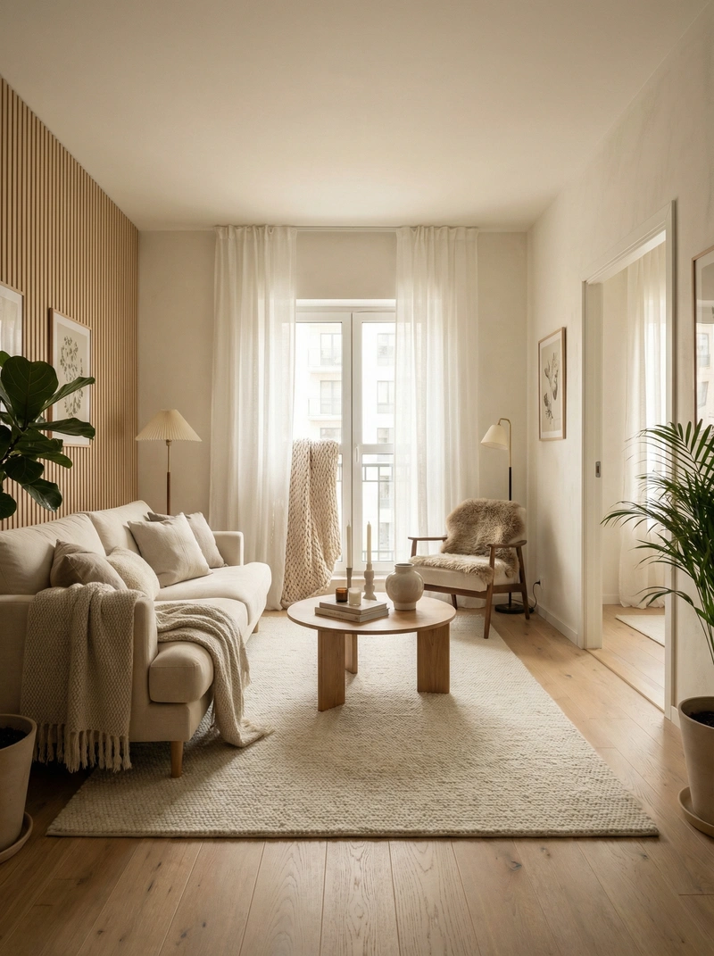 Дизайн интерьера в стиле Хюгге — Гостиная от нейросети RoomGPT