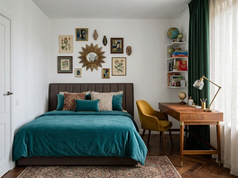 Дизайн интерьера в стиле Эклектика — Спальня от нейросети RoomGPT