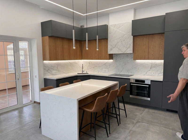 Дизайн интерьера в стиле Минимализм — Кухня от нейросети RoomGPT