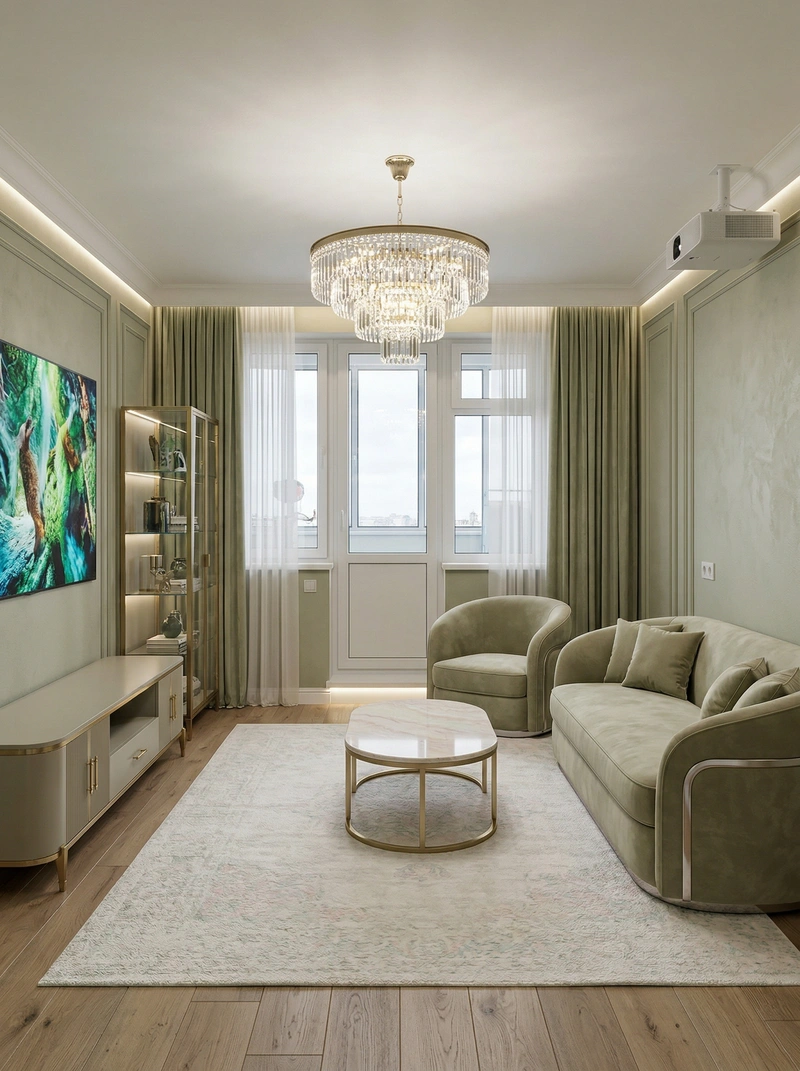 Дизайн гостиной в стиле Неоклассика — фото интерьера от нейросети RoomGPT