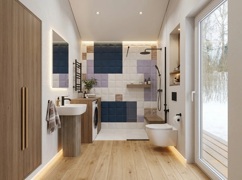 Дизайн ванной в стиле Контемпорари — фото интерьера от нейросети RoomGPT