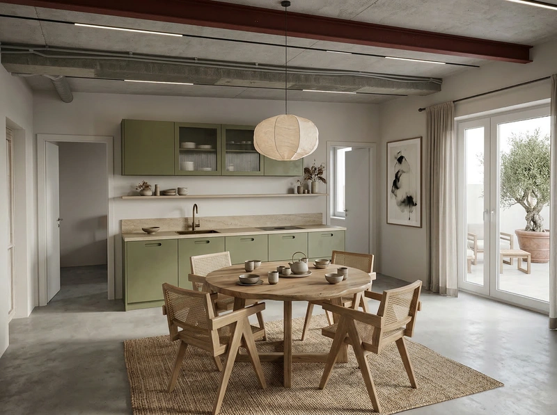 Дизайн кухни в стиле Japandi — фото интерьера от нейросети RoomGPT