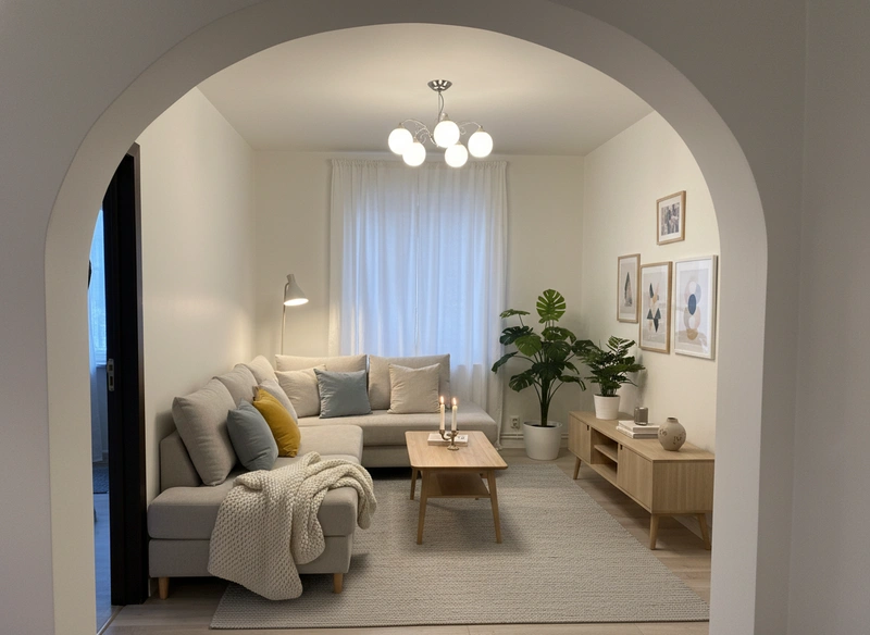 Дизайн интерьера в стиле Хюгге — Гостиная от нейросети RoomGPT