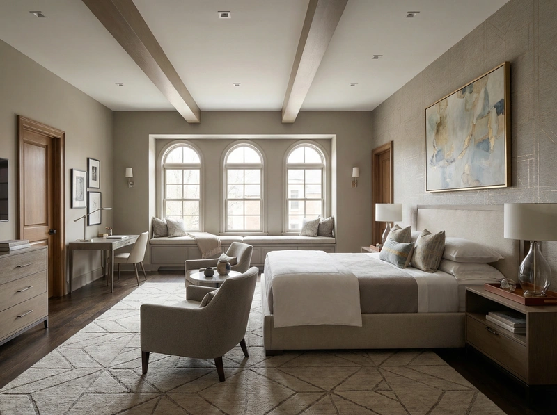 Дизайн интерьера в стиле Контемпорари — Спальня от нейросети RoomGPT