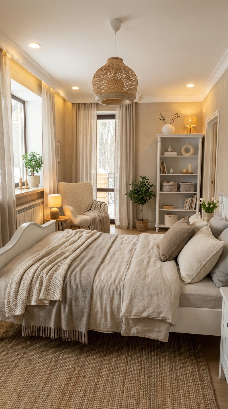 Дизайн интерьера в стиле Хюгге — Спальня от нейросети RoomGPT