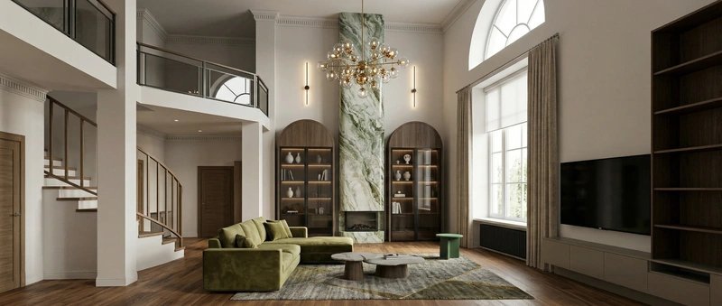 Дизайн гостиной в стиле Эклектика — фото интерьера от нейросети RoomGPT