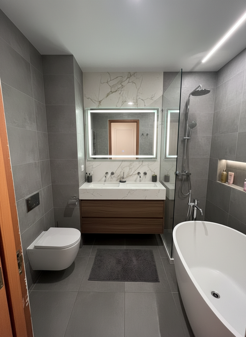 Дизайн ванной в стиле Минимализм — фото интерьера от нейросети RoomGPT