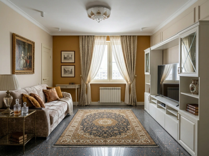 Дизайн гостиной в стиле Классика — фото интерьера от нейросети RoomGPT