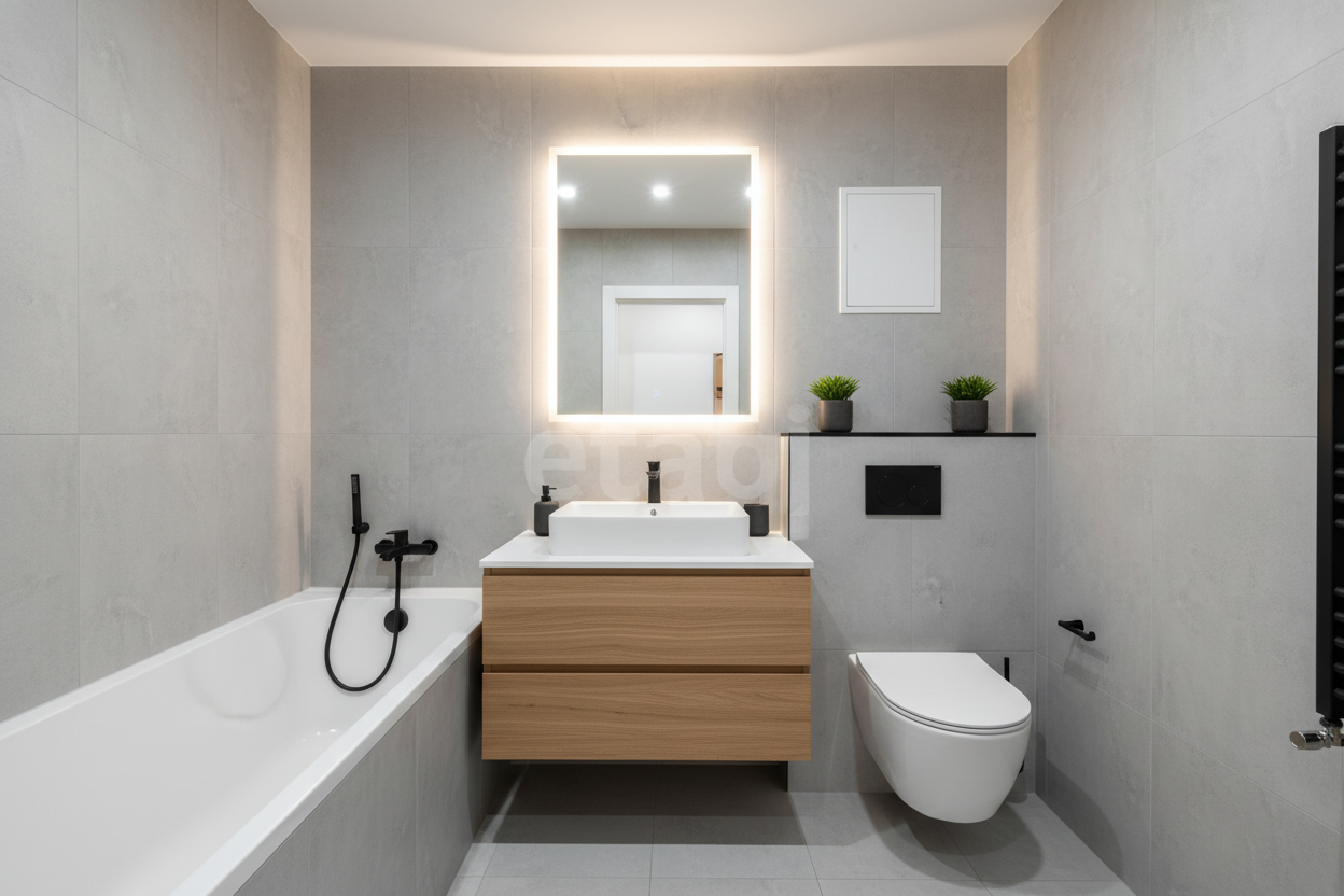 Дизайн ванной в стиле Минимализм — фото интерьера от нейросети RoomGPT