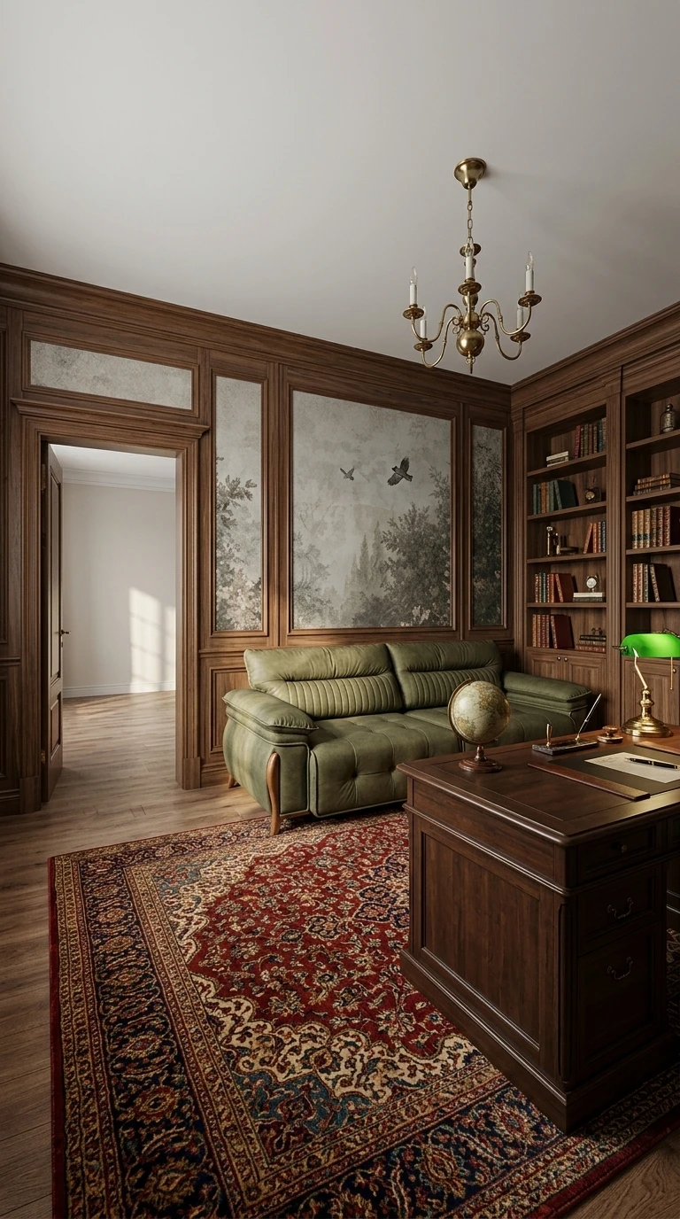 Дизайн кабинета в стиле Классика — фото интерьера от нейросети RoomGPT