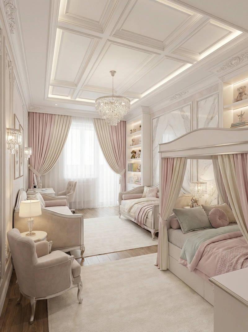 Дизайн детской в стиле Классика — фото интерьера от нейросети RoomGPT