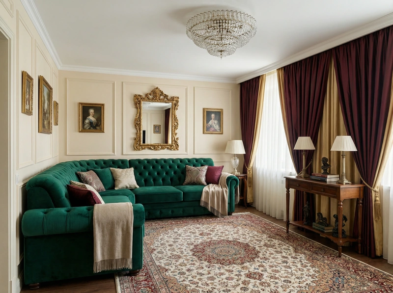 Дизайн интерьера в стиле Классика — Гостиная от нейросети RoomGPT