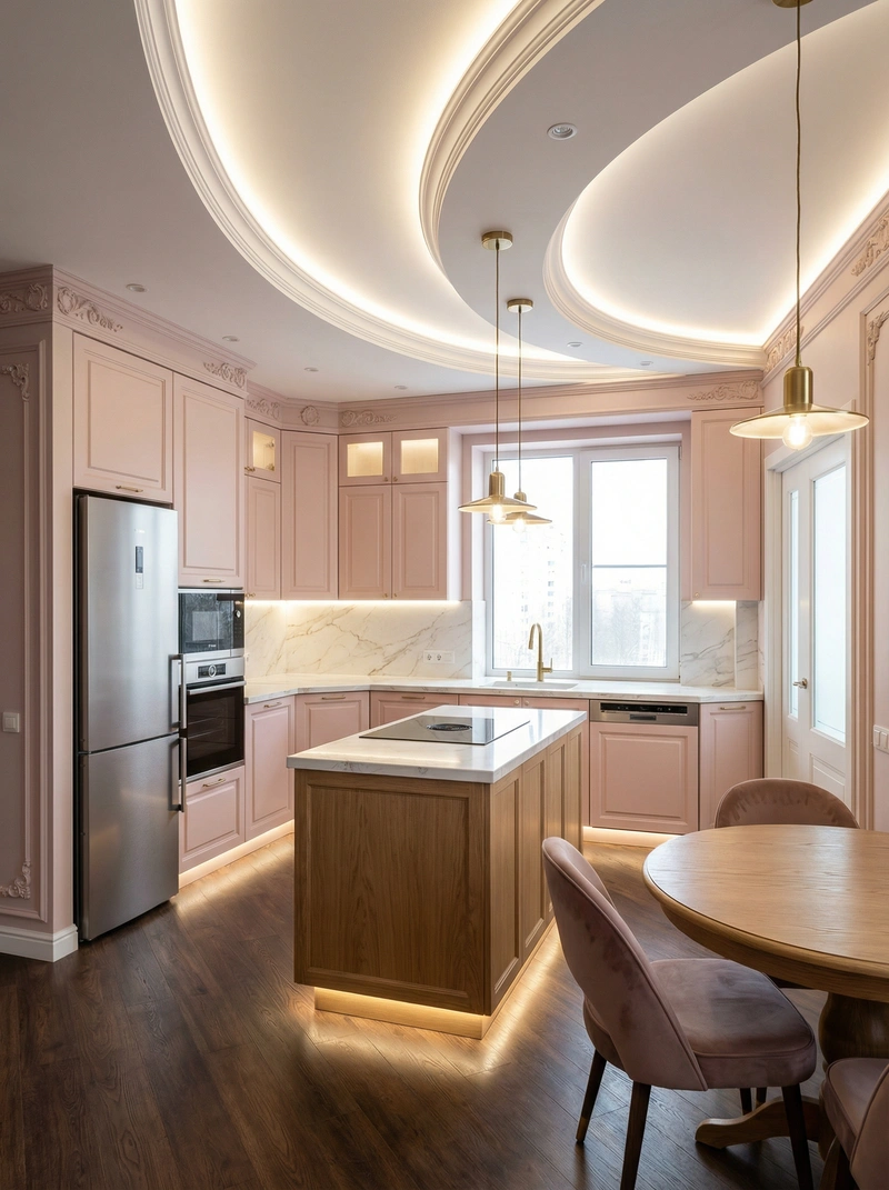 Дизайн интерьера в стиле Классика — Кухня от нейросети RoomGPT