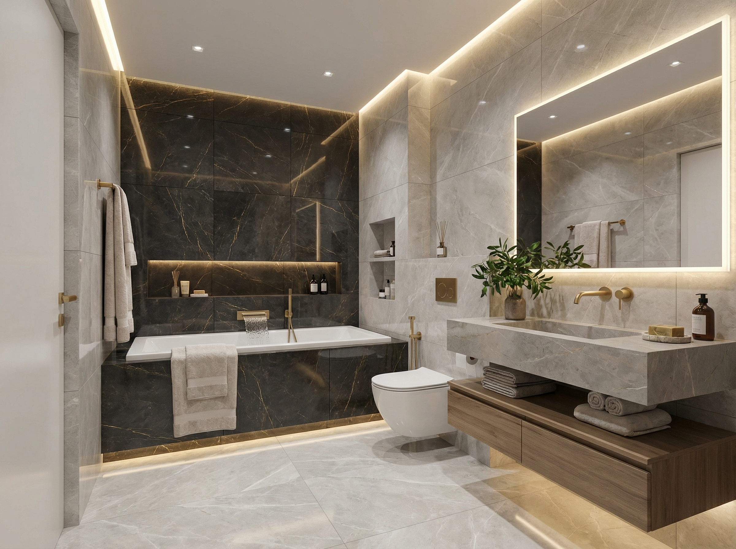 Дизайн ванной в стиле Контемпорари — фото интерьера от нейросети RoomGPT