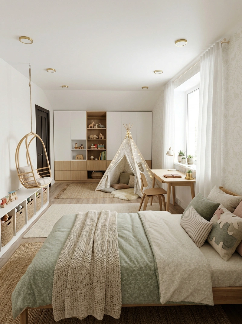 Дизайн детской в стиле Хюгге — фото интерьера от нейросети RoomGPT