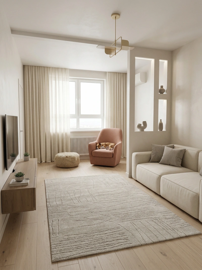 Дизайн интерьера в стиле Минимализм — Гостиная от нейросети RoomGPT