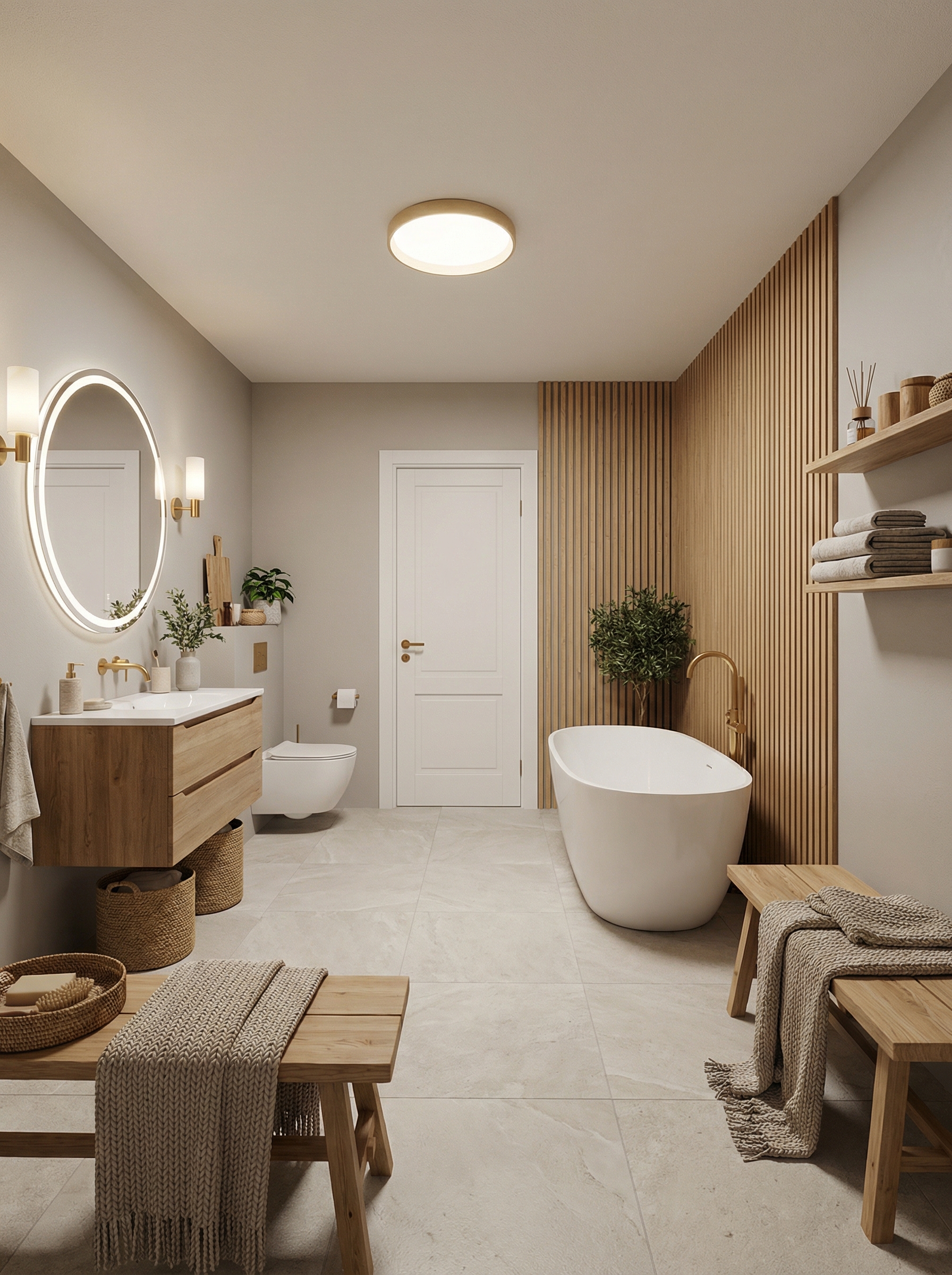 Дизайн ванной в стиле Хюгге — фото интерьера от нейросети RoomGPT