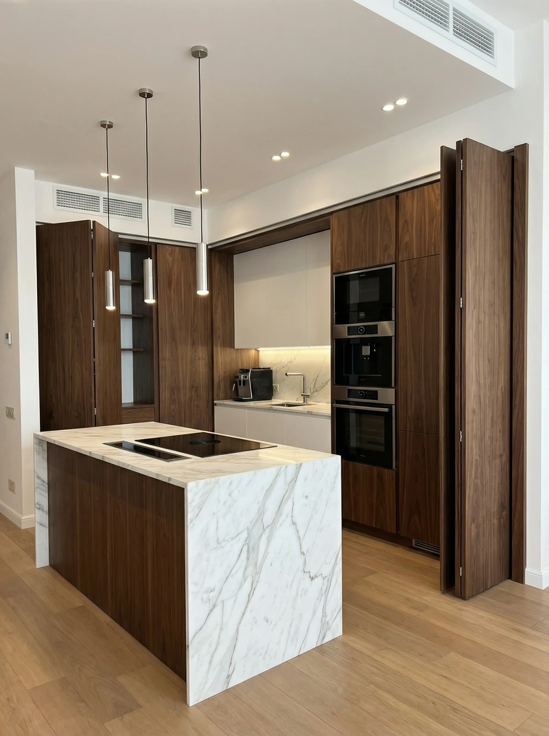 Дизайн интерьера в стиле Контемпорари — Кухня от нейросети RoomGPT