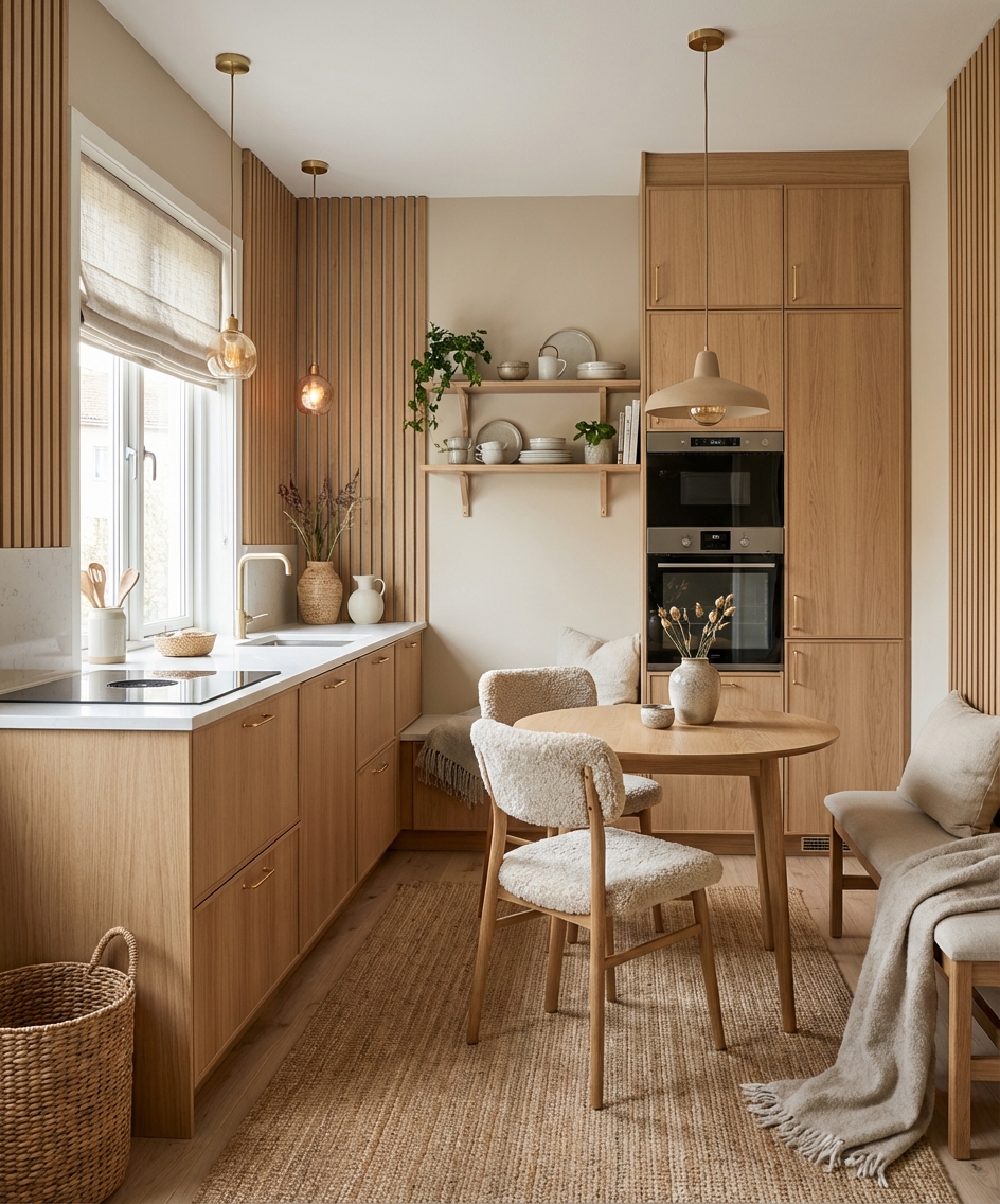 Дизайн кухни в стиле Хюгге — фото интерьера от нейросети RoomGPT