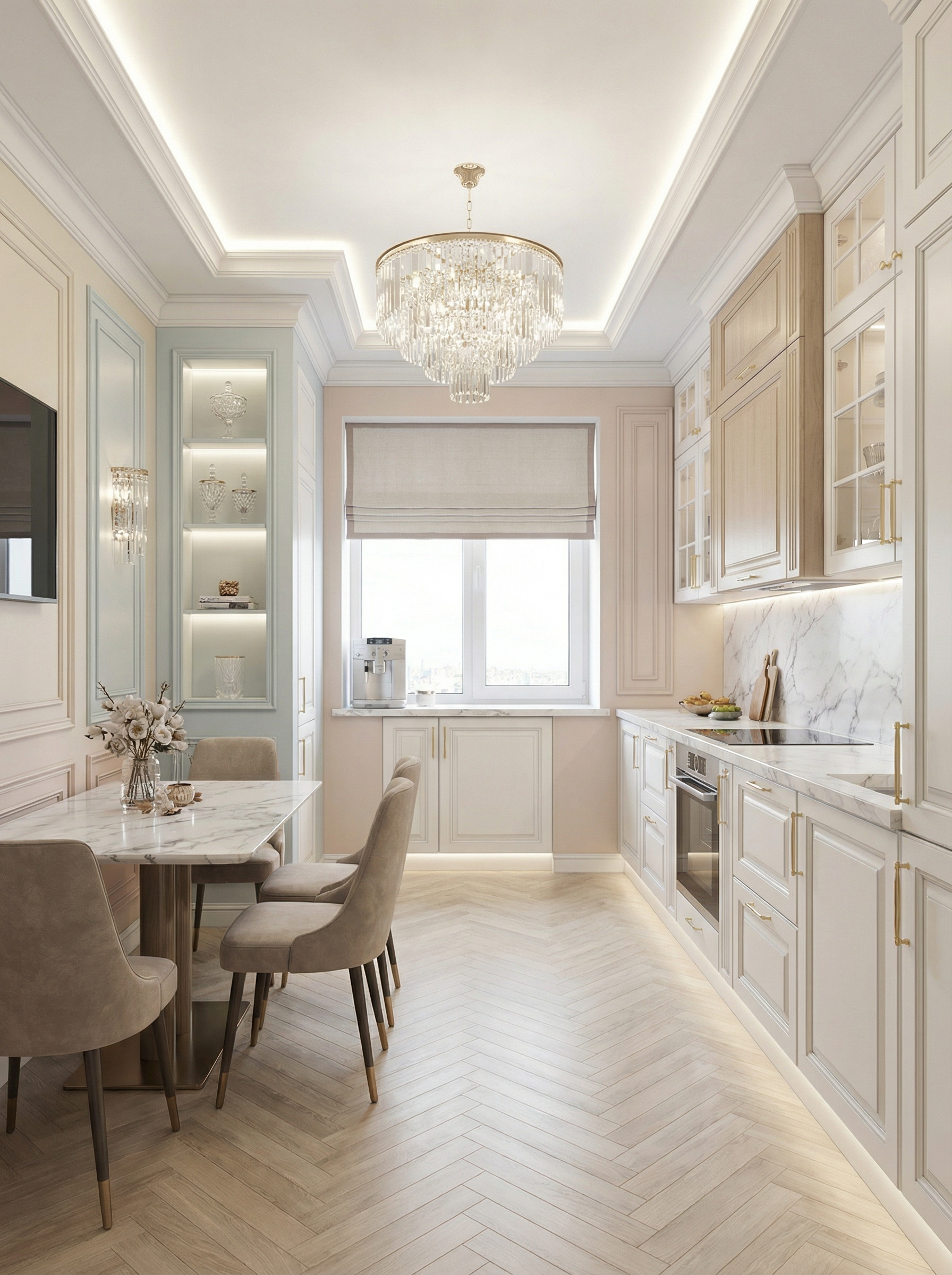 Дизайн кухни в стиле Классика — фото интерьера от нейросети RoomGPT