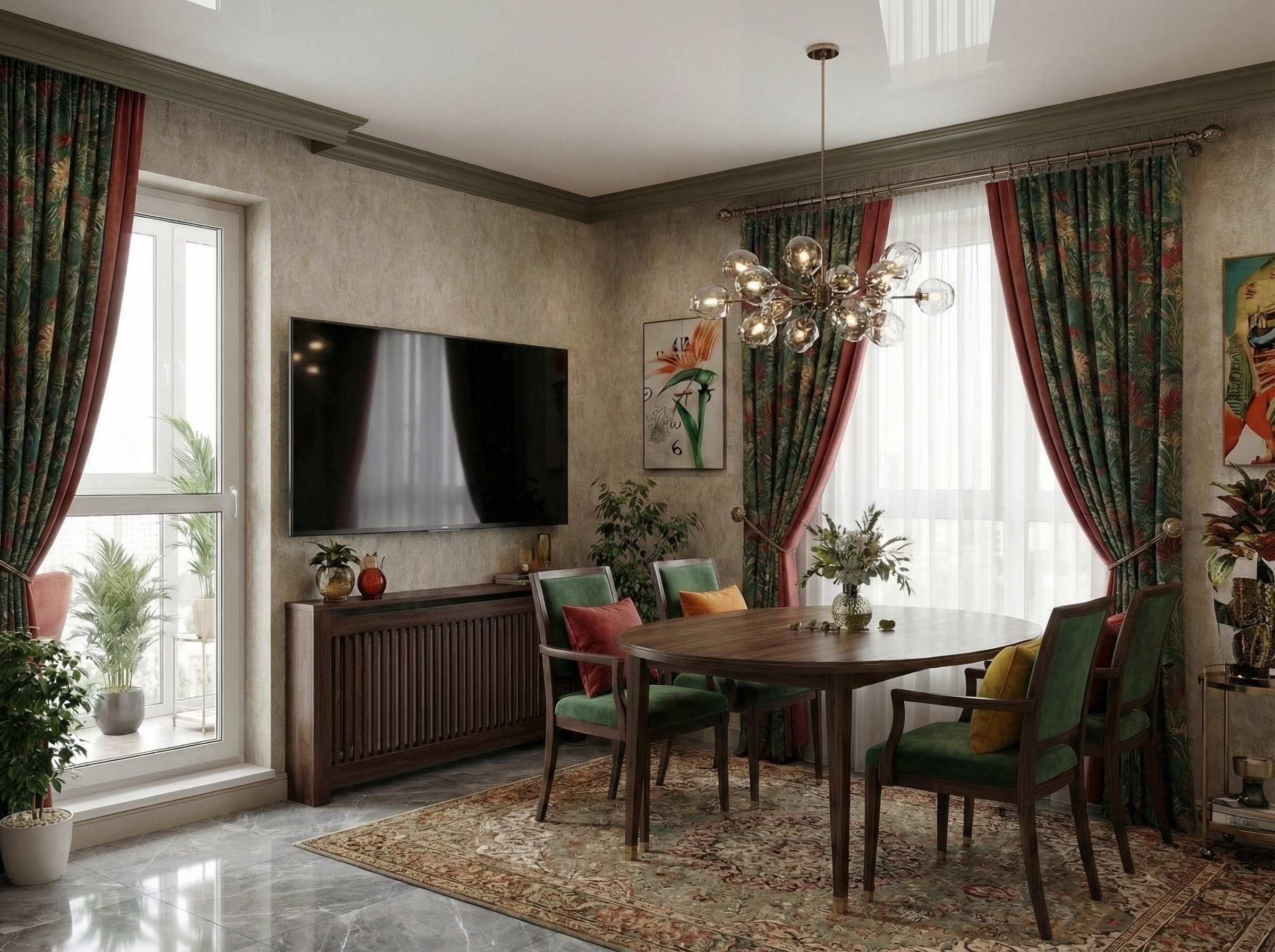 Дизайн гостиной в стиле Эклектика — фото интерьера от нейросети RoomGPT