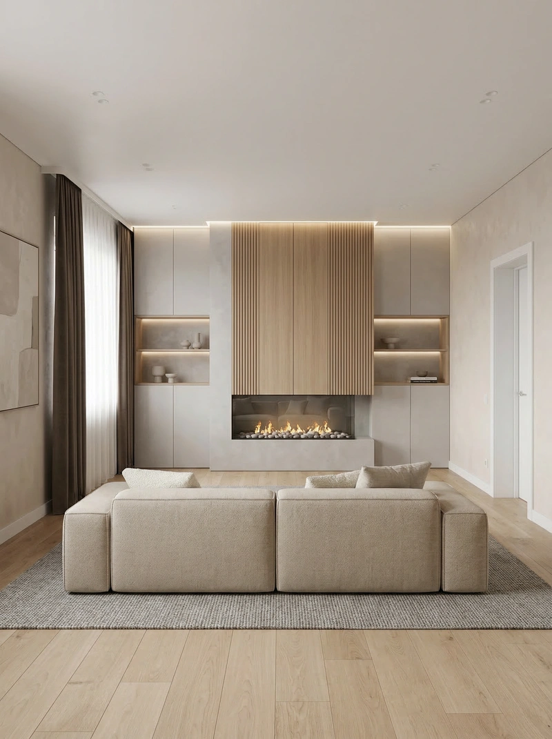 Дизайн интерьера в стиле Минимализм — Гостиная от нейросети RoomGPT