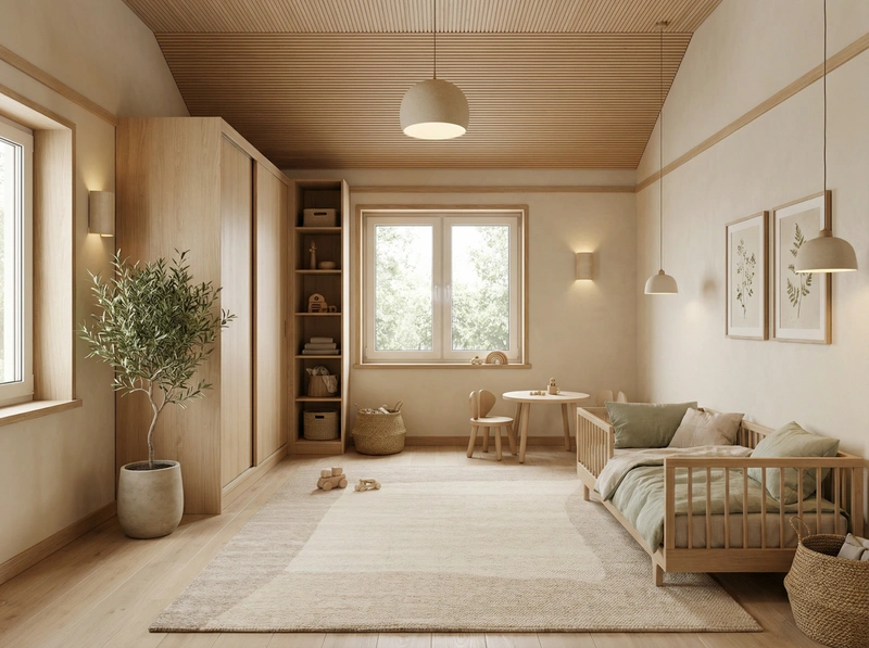 Дизайн детской в стиле Japandi — фото интерьера от нейросети RoomGPT