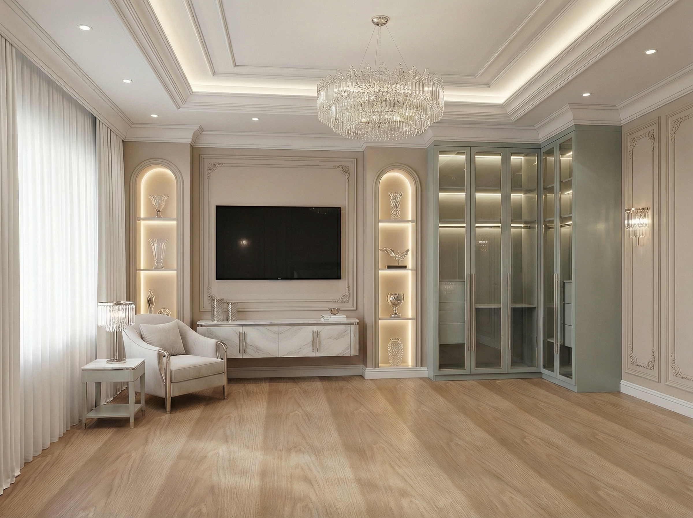 Дизайн спальни в стиле Классика — фото интерьера от нейросети RoomGPT