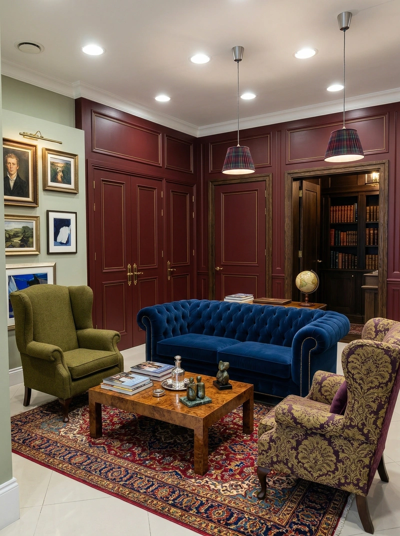 Дизайн гостиной в стиле Британский — фото интерьера от нейросети RoomGPT