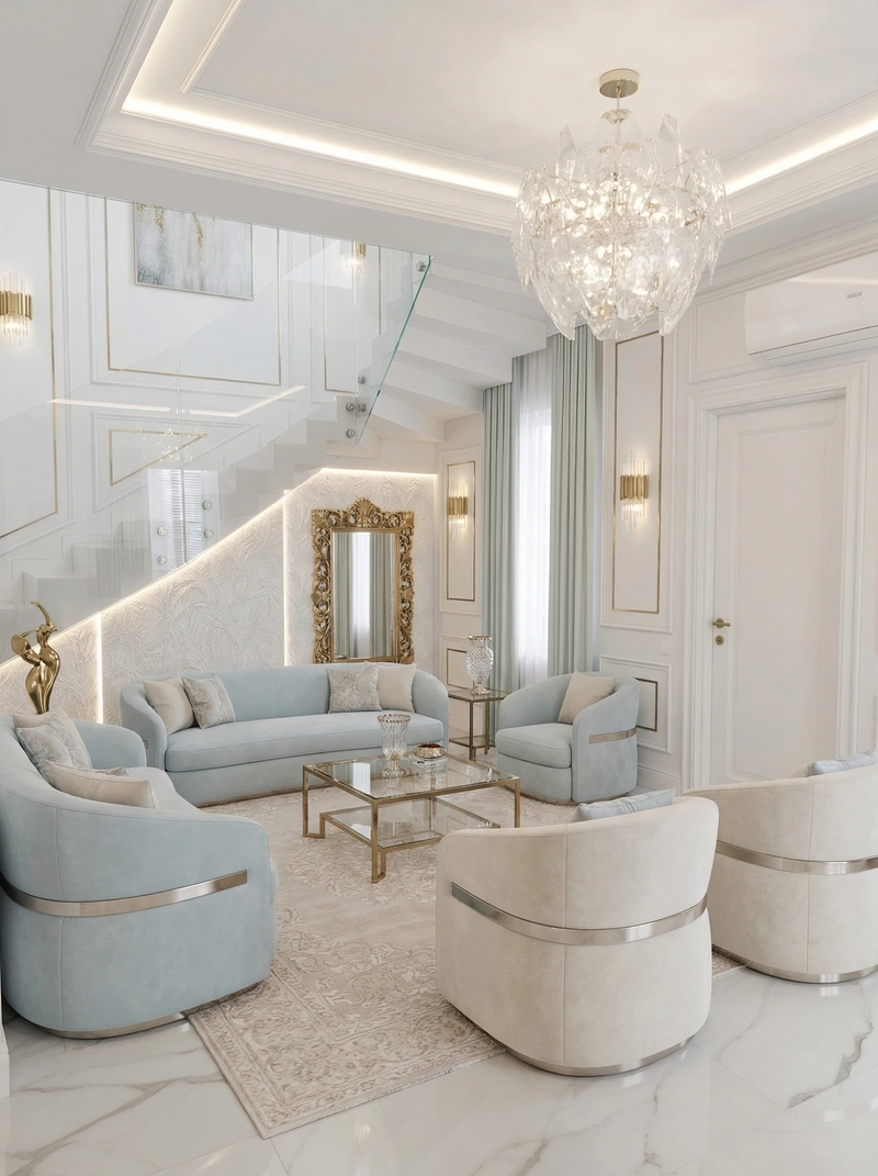 Дизайн интерьера в стиле Неоклассика — Гостиная от нейросети RoomGPT
