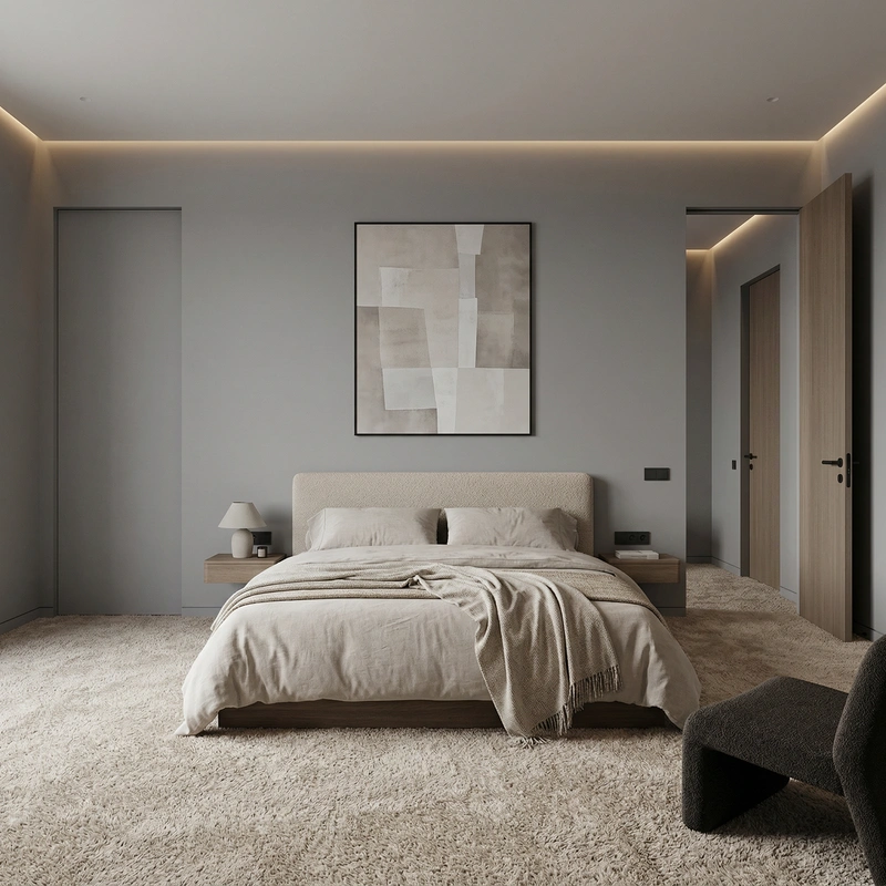 Дизайн интерьера в стиле Минимализм — Спальня от нейросети RoomGPT