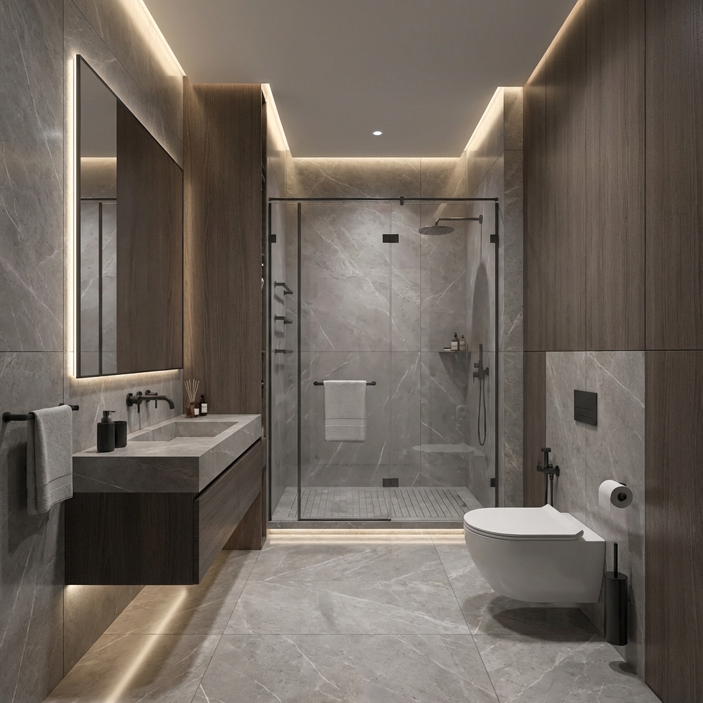 Дизайн ванной в стиле Минимализм — фото интерьера от нейросети RoomGPT