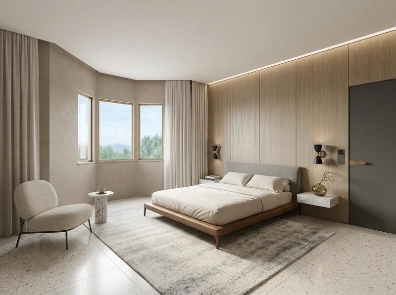 Дизайн интерьера в стиле Минимализм — Спальня от нейросети RoomGPT