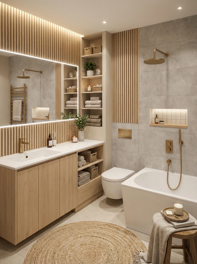 Дизайн интерьера в стиле Хюгге — Ванная от нейросети RoomGPT