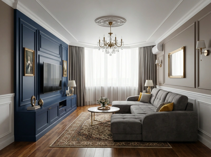 Дизайн интерьера в стиле Классика — Гостиная от нейросети RoomGPT