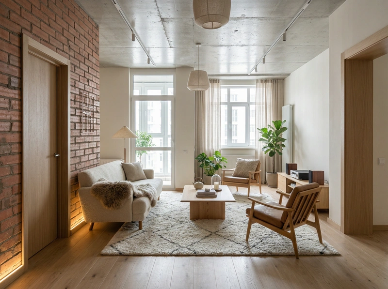 Дизайн интерьера в стиле Хюгге — Гостиная от нейросети RoomGPT