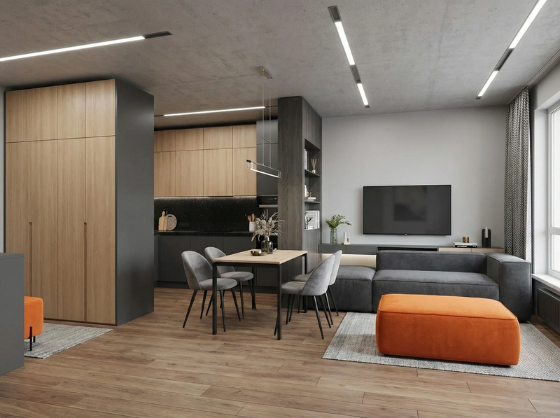 Дизайн интерьера в стиле Лофт — Гостиная от нейросети RoomGPT