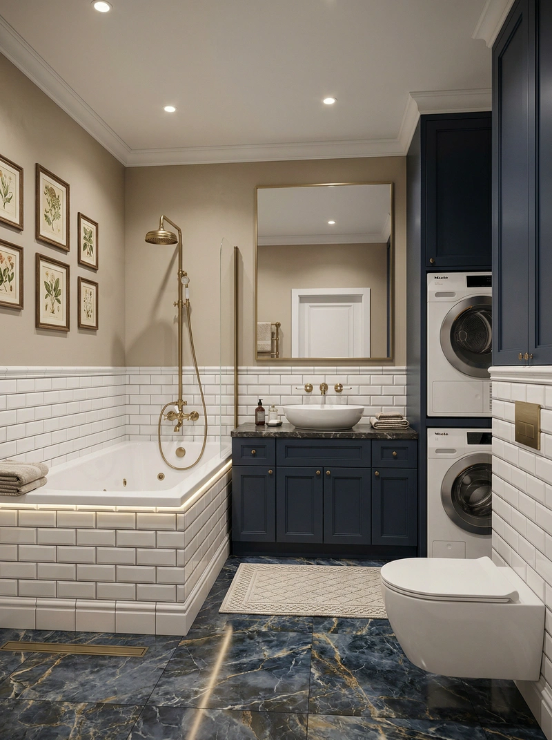 Дизайн интерьера в стиле Классика — Ванная от нейросети RoomGPT