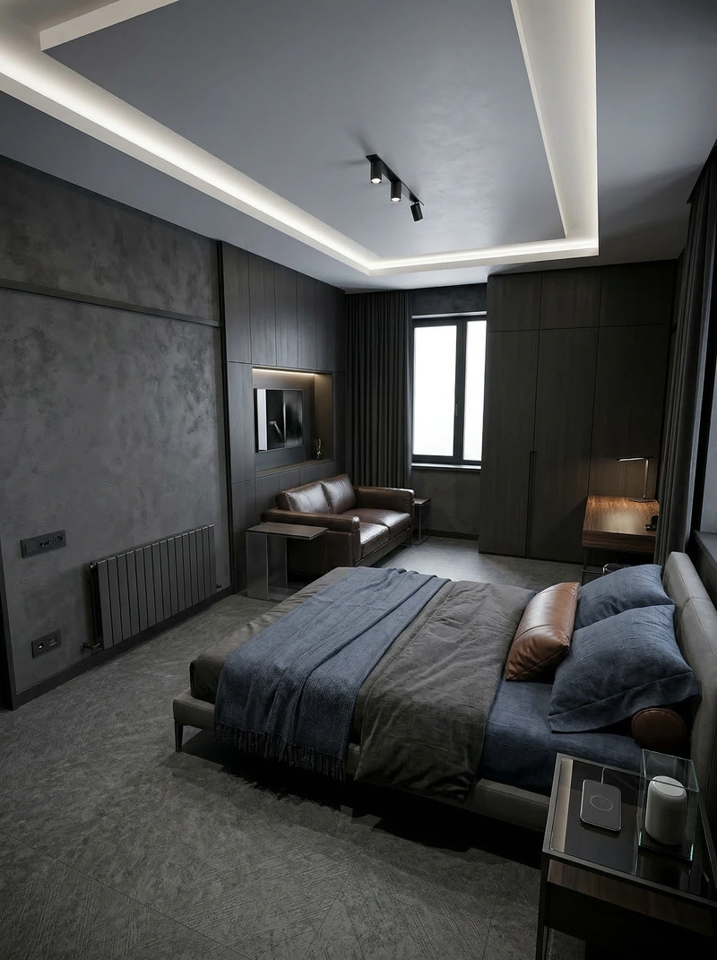 Дизайн интерьера в стиле Блэктэк — Спальня от нейросети RoomGPT