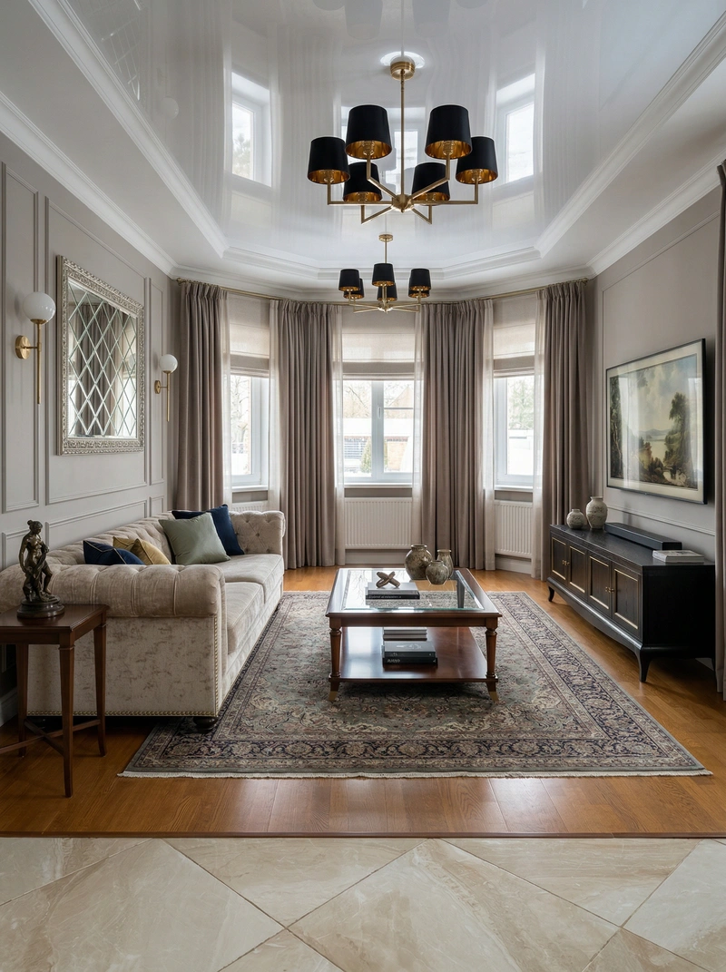Дизайн интерьера в стиле Классика — Гостиная от нейросети RoomGPT