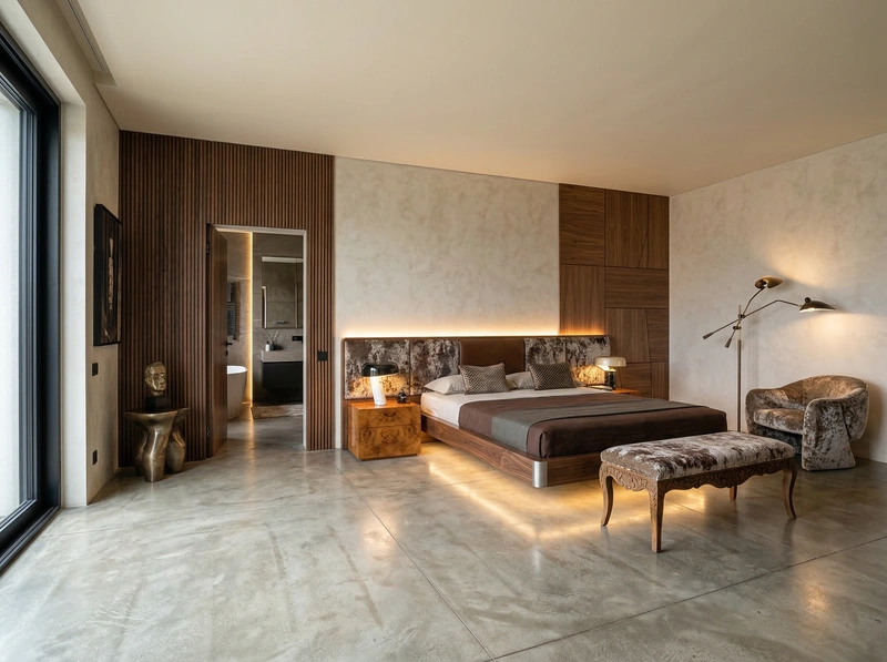 Дизайн спальни в стиле Эклектика — фото интерьера от нейросети RoomGPT