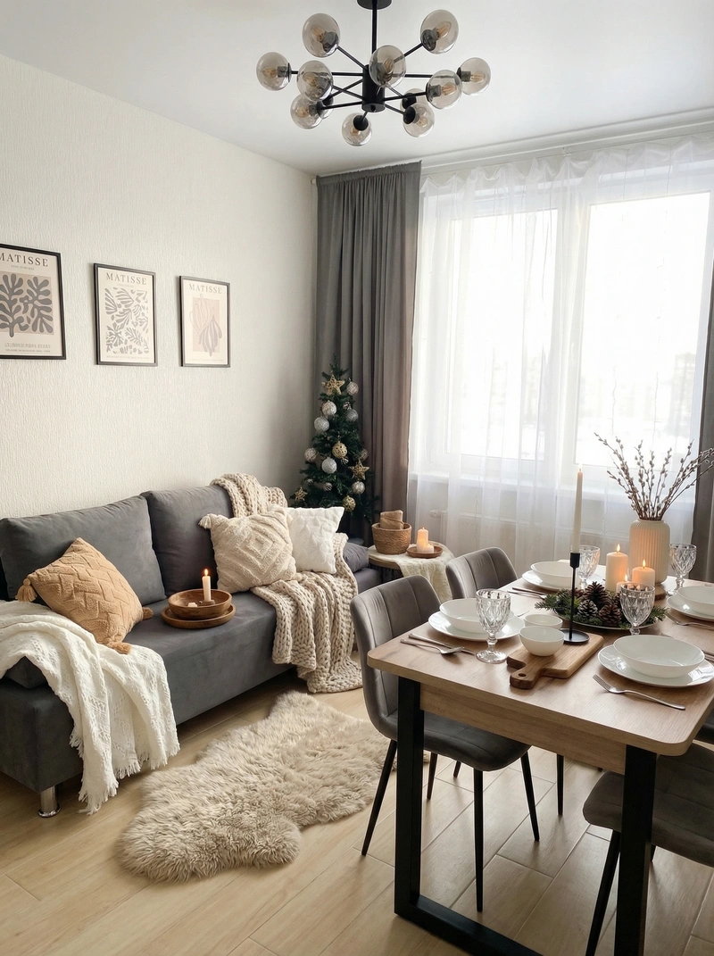 Дизайн гостиной в стиле Хюгге — фото интерьера от нейросети RoomGPT