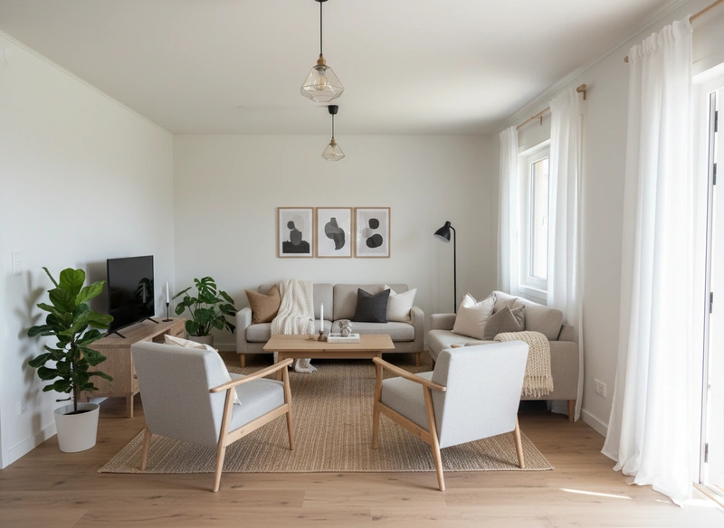 Дизайн интерьера в стиле Хюгге — Гостиная от нейросети RoomGPT