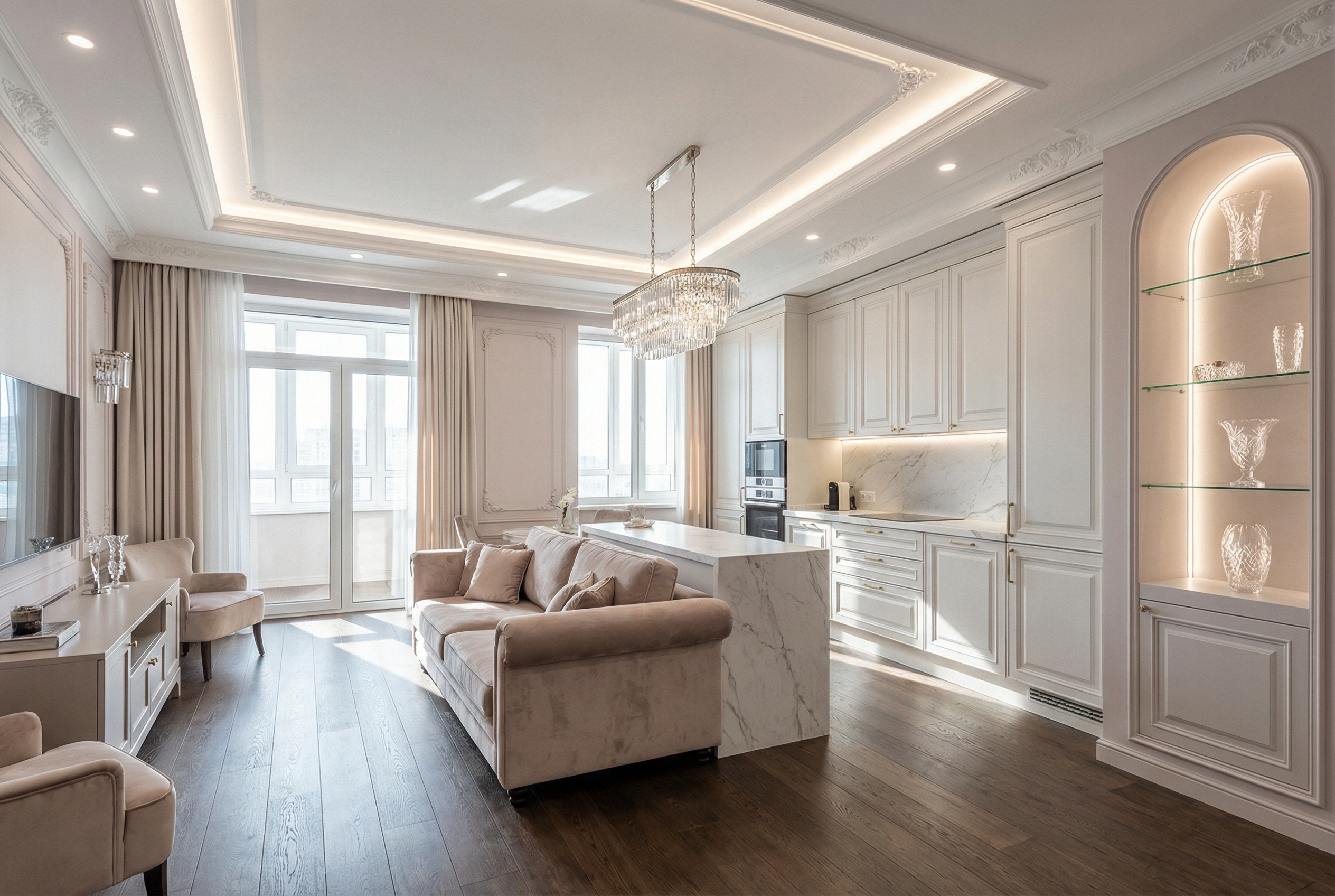 Дизайн кухни в стиле Классика — фото интерьера от нейросети RoomGPT