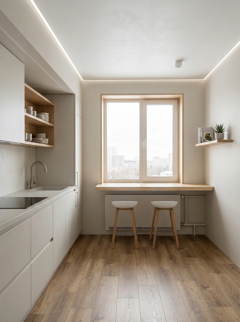 Дизайн кухни в стиле Сканди — фото интерьера от нейросети RoomGPT